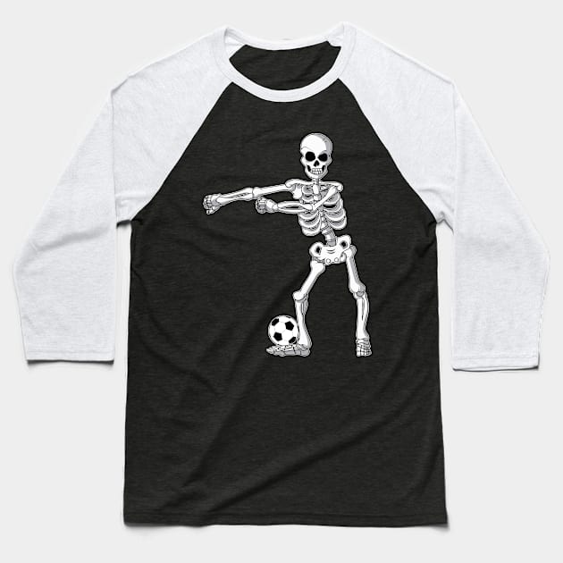 Flossing Skeleton Soccer Funny Halloween Baseball T-Shirt by trendingoriginals